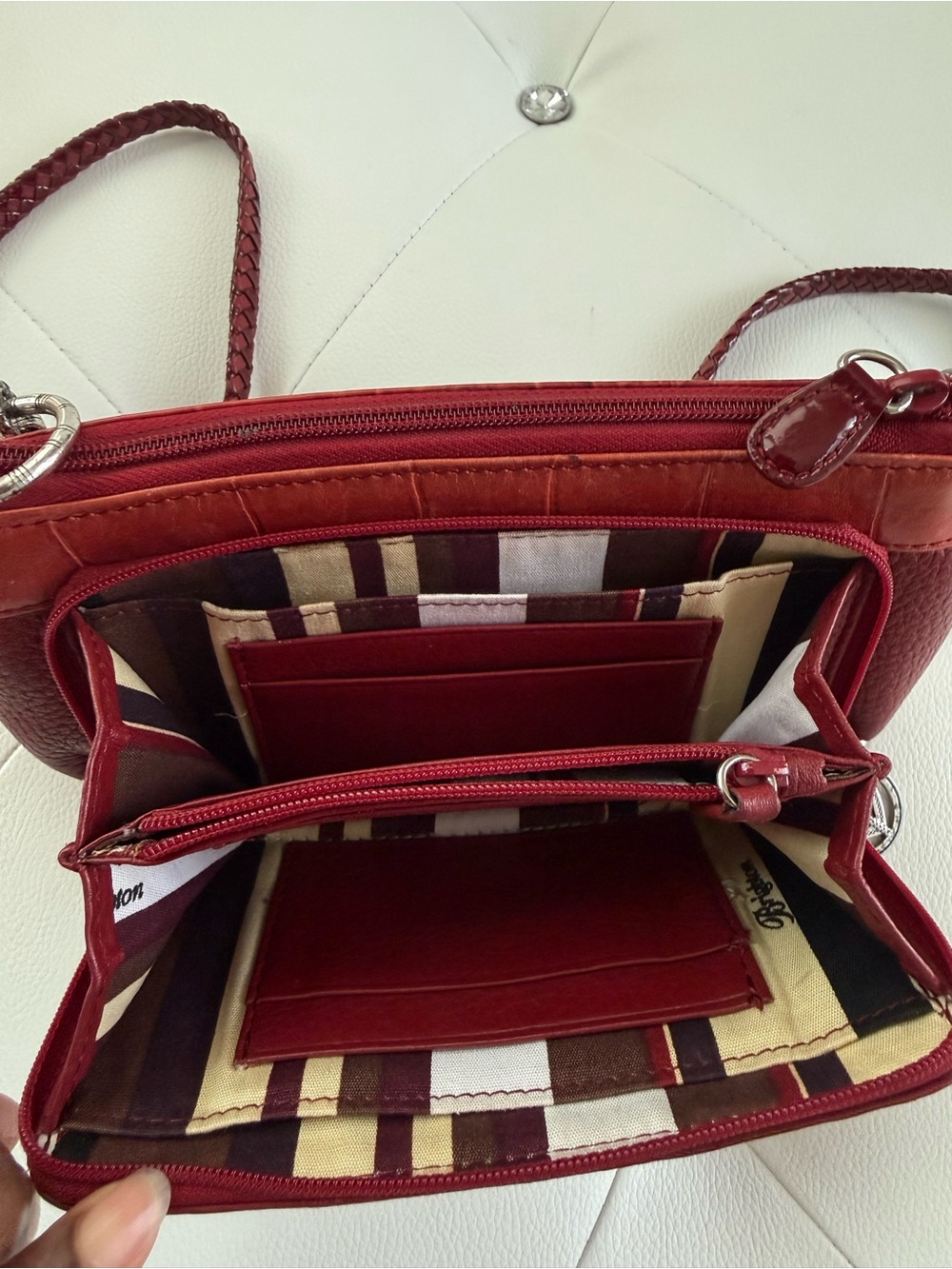 Brighton Red Leather Crossbody Bag - Picture 9 of 13